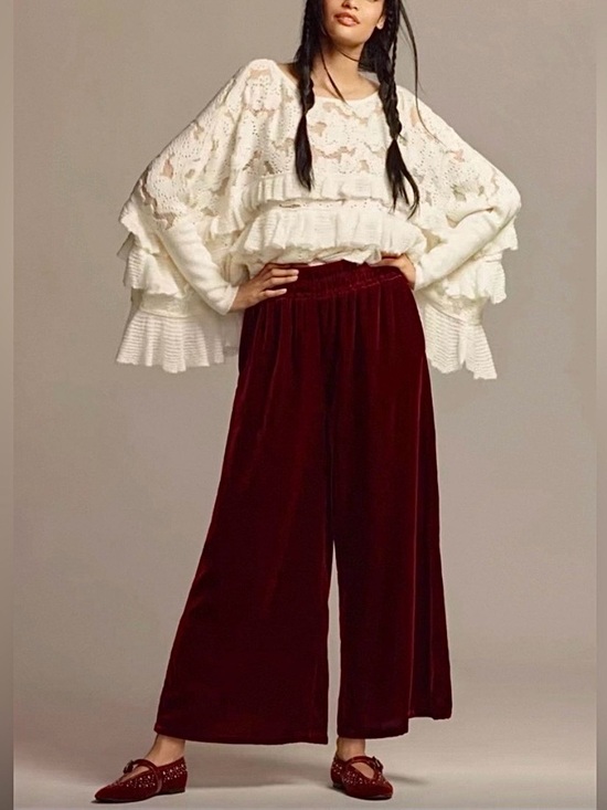Anthropologie Pants - Anthropologie Somerset Pants Plum Velvet
Wide Leg Large NWT